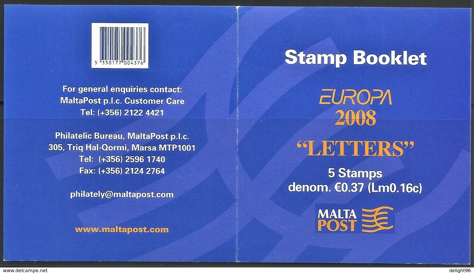 2008 Malta Europa: Writing Letters Booklet (** / MNH / UMM) - 2008