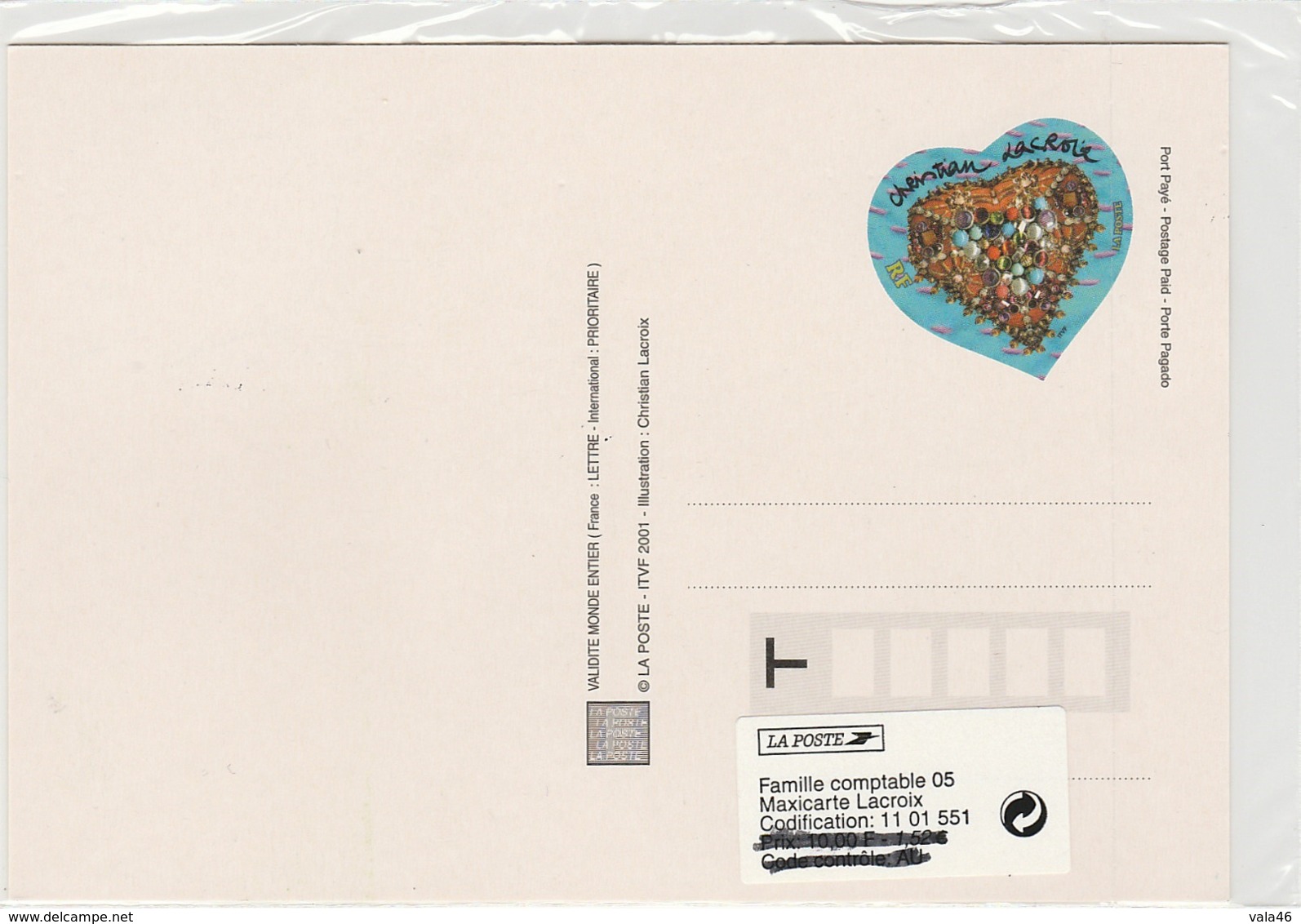 CARTE MAXIMUM  FRANCE N° 3368  COEUR DE CHRISTIAN LACROIX - AU VERSO ENTIER POSTAL - 1990-1999