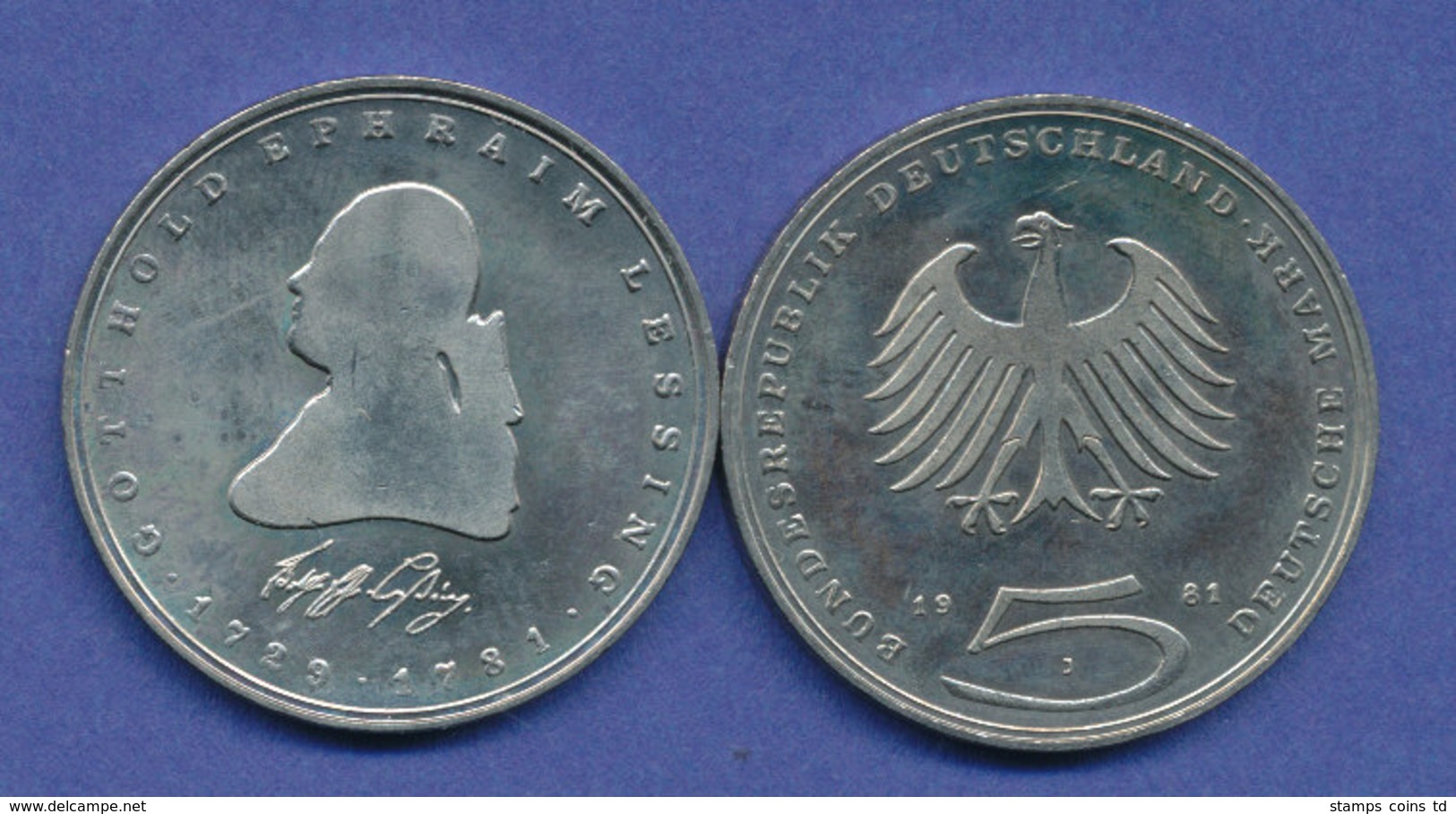 Bundesrepublik 5DM Gedenkmünze 1981, Gotthold Ephraim Lessing - 5 Mark