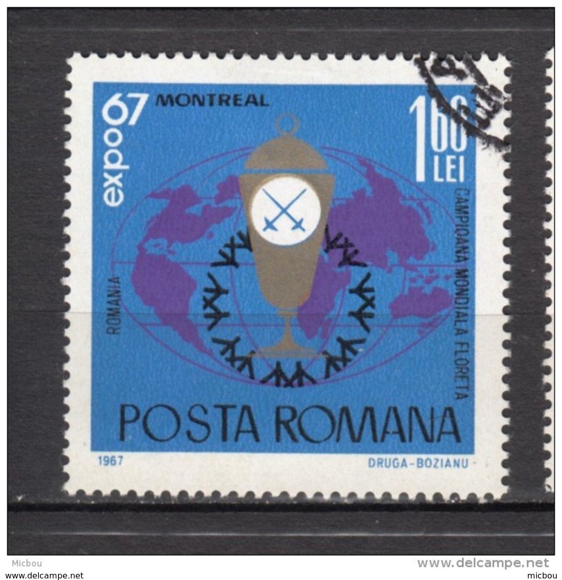 Roumanie, Romania, Expo'67, Expo' 67, Expo67, Expo 67, Escrime, Fencing, Coupe, Cup, Terre, Earth, Map, Montréal - 1967 – Montréal (Canada)