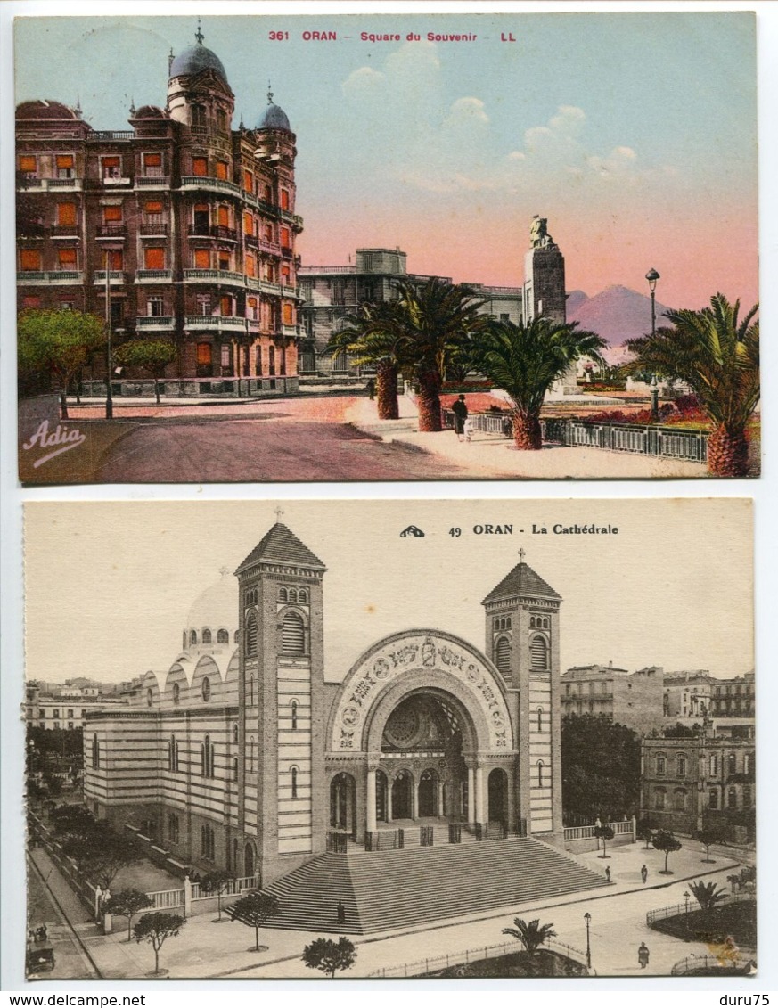 Algérie . Lot 5 Cartes ORAN Route Planteurs . Hôtel Ville & Place Armes . Square Souvenir . Cathédrale . Le Port - Oran