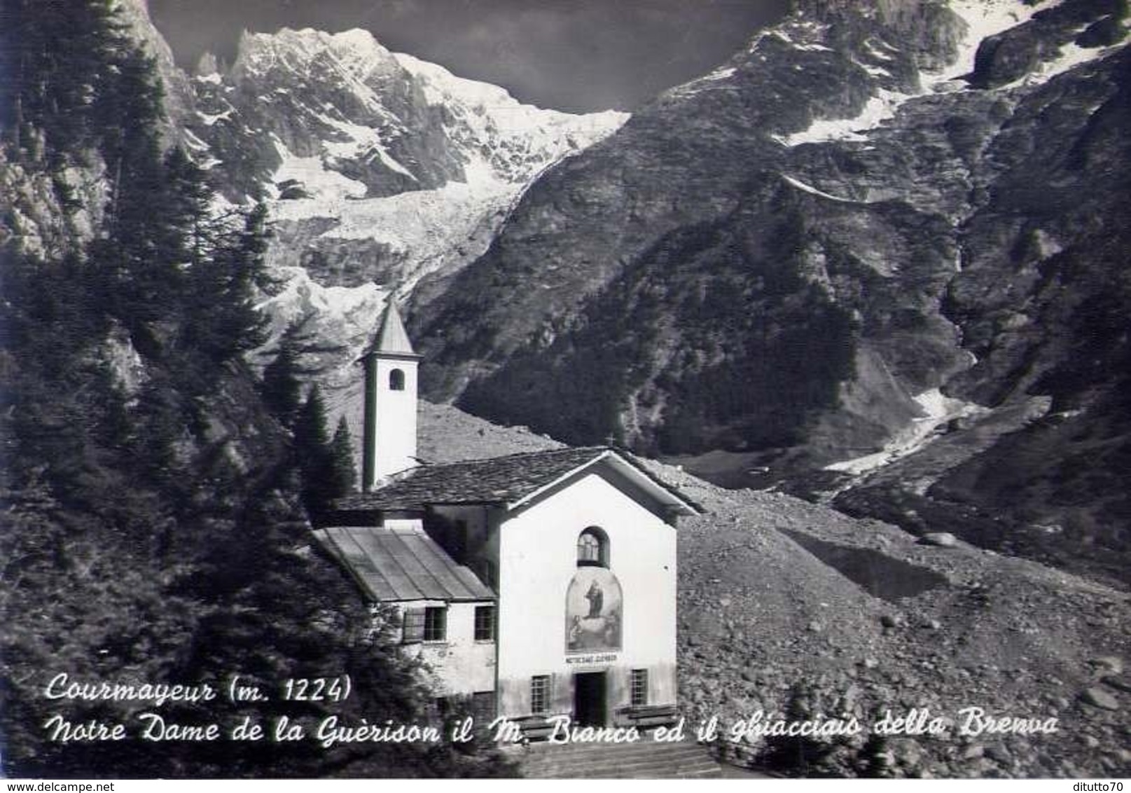 Courmayeur - Notre Dame De La Guerison Il M.biancoe Il Ghiacciaio Della Brenva - Formato Grande Viaggiata Mancante Di Af - Aosta