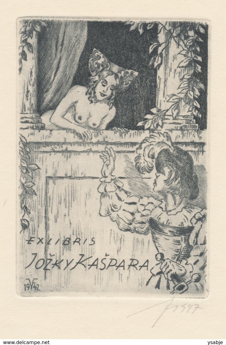Ex Libris Jozky Kaspara - Vítězslav Fleissig (1893-1955) Gesigneerd - Ex-Libris