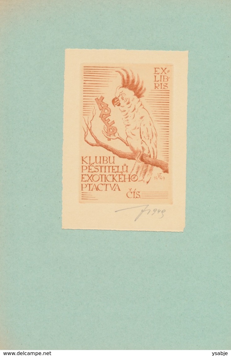 Ex Libris Klub Pěstitelů Exotického Ptactva - Vítězslav Fleissig (1893-1955) Gesigneerd - Ex-Libris