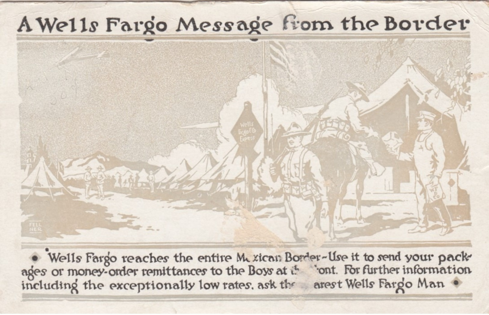 A Wells Fargo Message From The Border , MEXICO , 1916 - Mexico