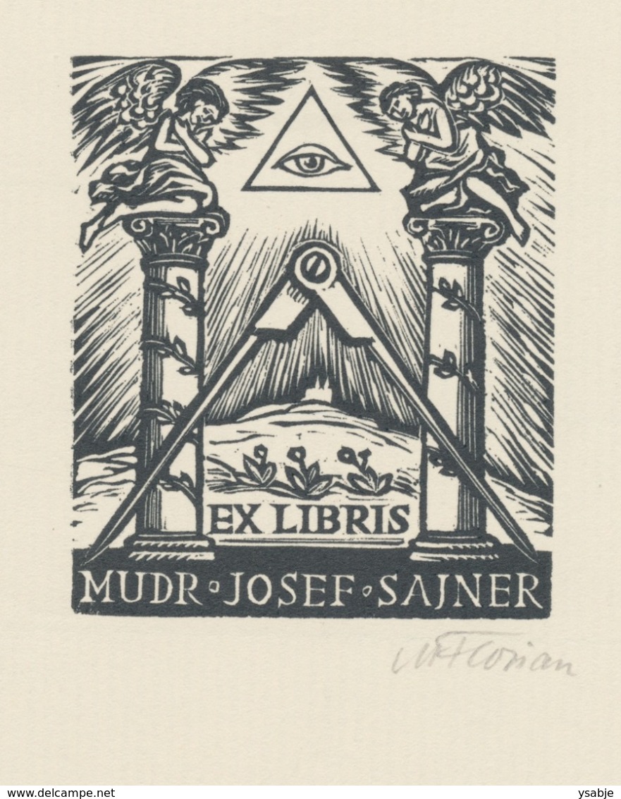 Ex Libris MUDr Josef Sajner - Michael Florian (1911-1984) Gesigneerd - Bookplates