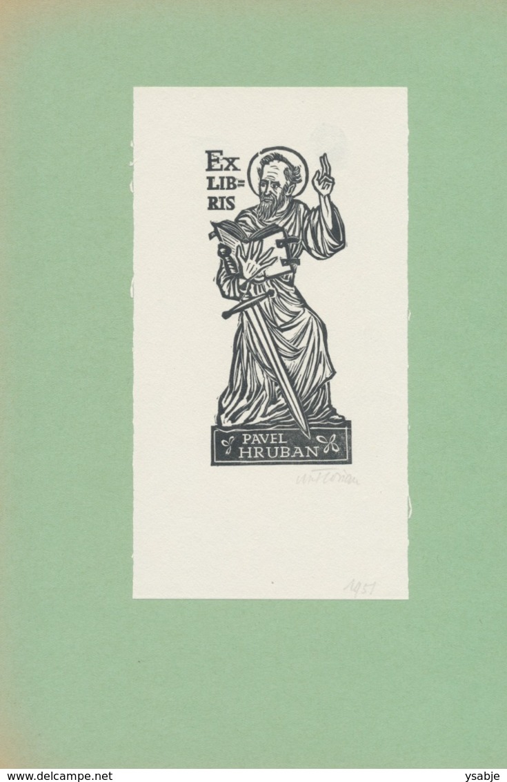 Ex Libris Pavel Hruban - Michael Florian (1911-1984) Gesigneerd - Ex-libris