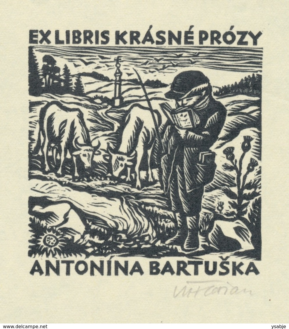 Ex Libris Antonina Bartuska - Michael Florian (1911-1984) Gesigneerd - Ex-Libris