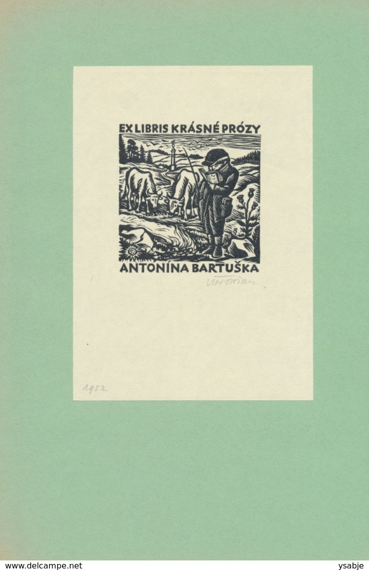 Ex Libris Antonina Bartuska - Michael Florian (1911-1984) Gesigneerd - Ex-Libris