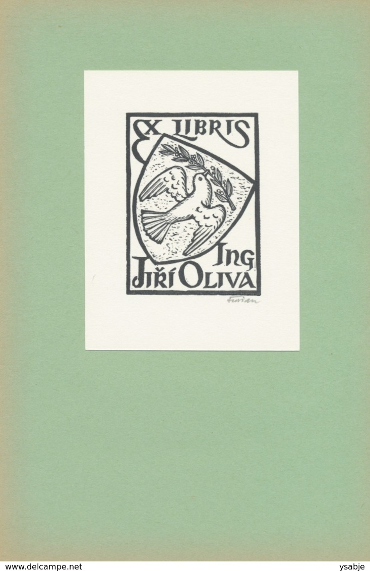 Ex Libris Jiří Oliva - Michael Florian (1911-1984) Gesigneerd - Ex-Libris