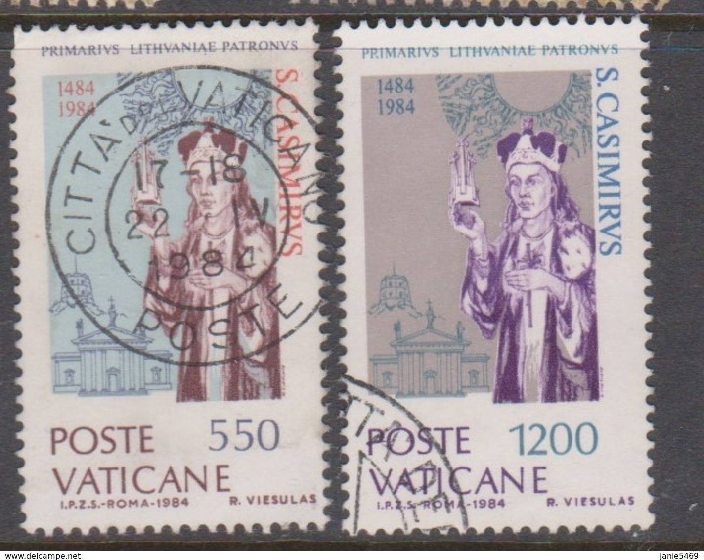 Vatican City S 762-63 1984 500th Death Anniversary Of St Casimiro.used - Gebraucht