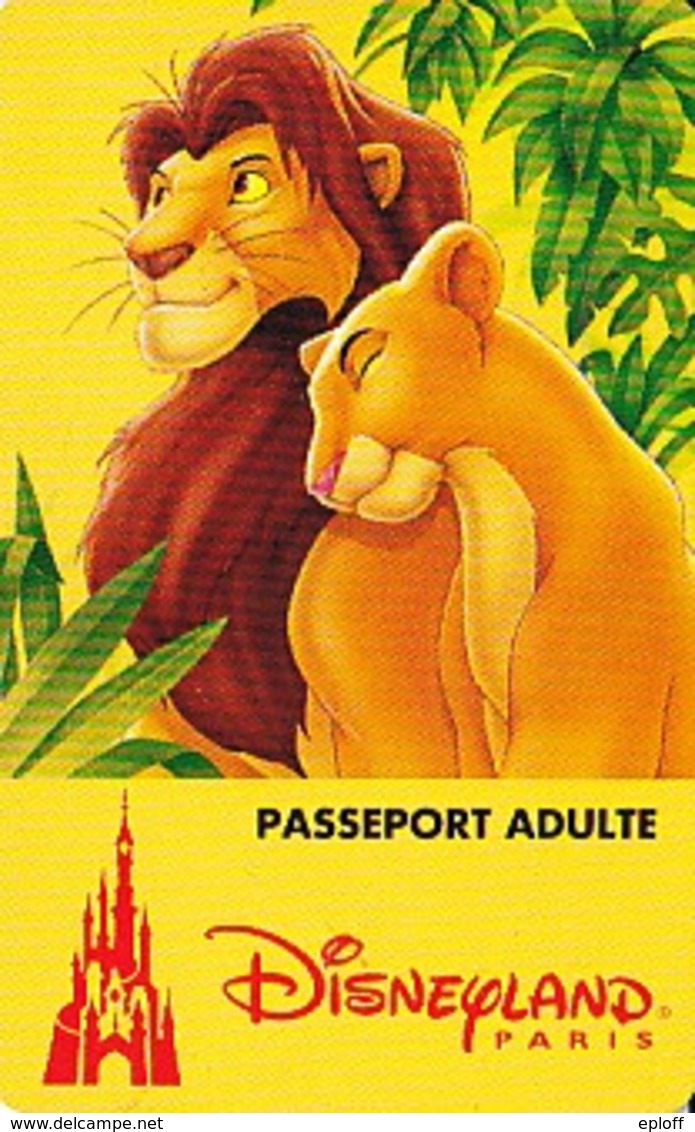 FRANCE 1995     Disneyland    Passeport Adulte Valide Du 24.06.95 Au 25.06.95 - Disney-Pässe