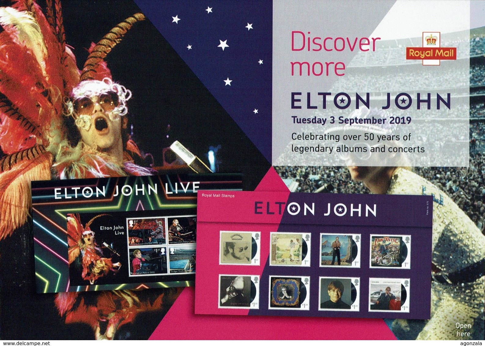 ROYAL MAIL COMMUNICATION STAMPS TIMBRES EMISSION ELTON JOHN LEGENDARY ALBUMS AND CONCERT - Altri & Non Classificati