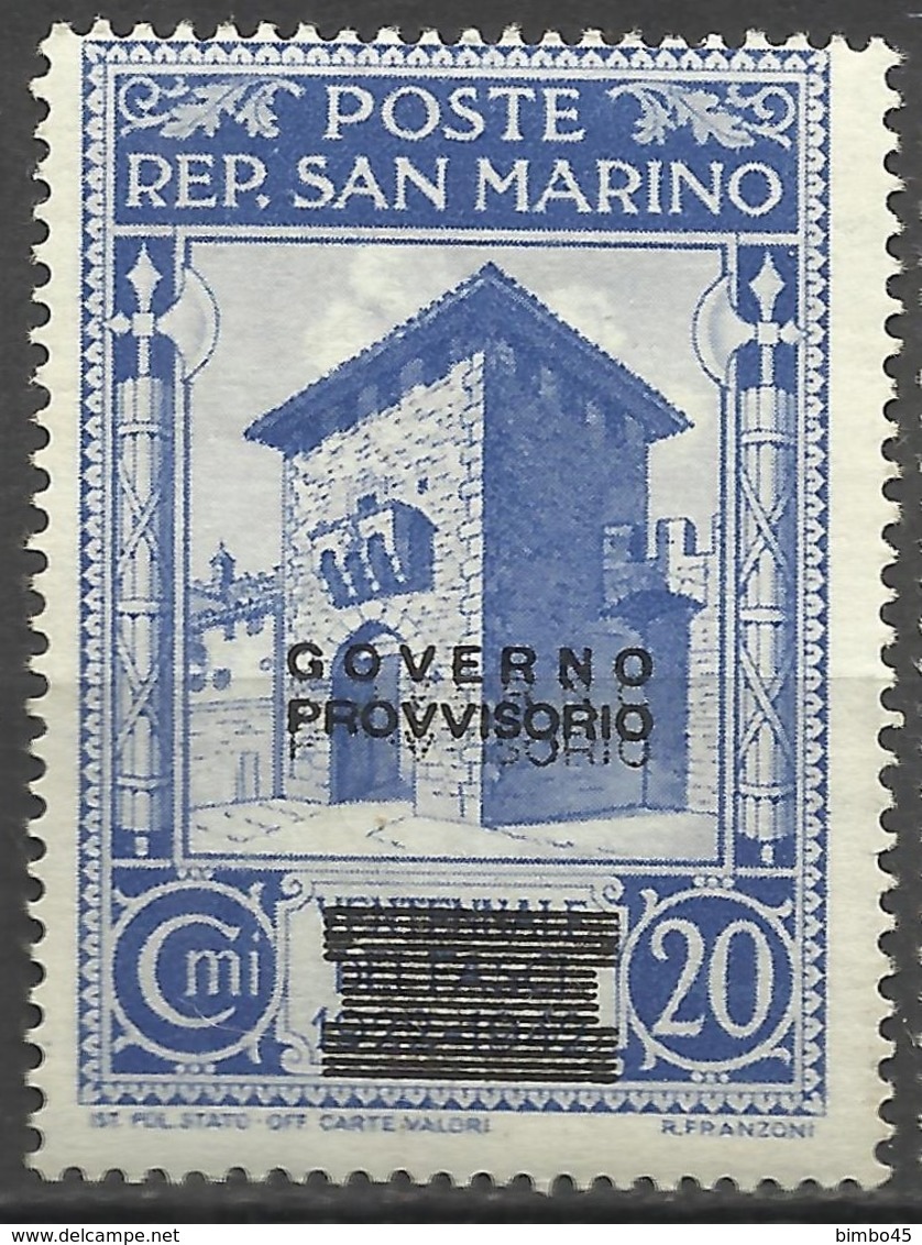 ERRORS--SAN MARINO--1943--DOUBLE OVERPRINT GOVERNO PROVVISORIO--MNH - Variedades Y Curiosidades