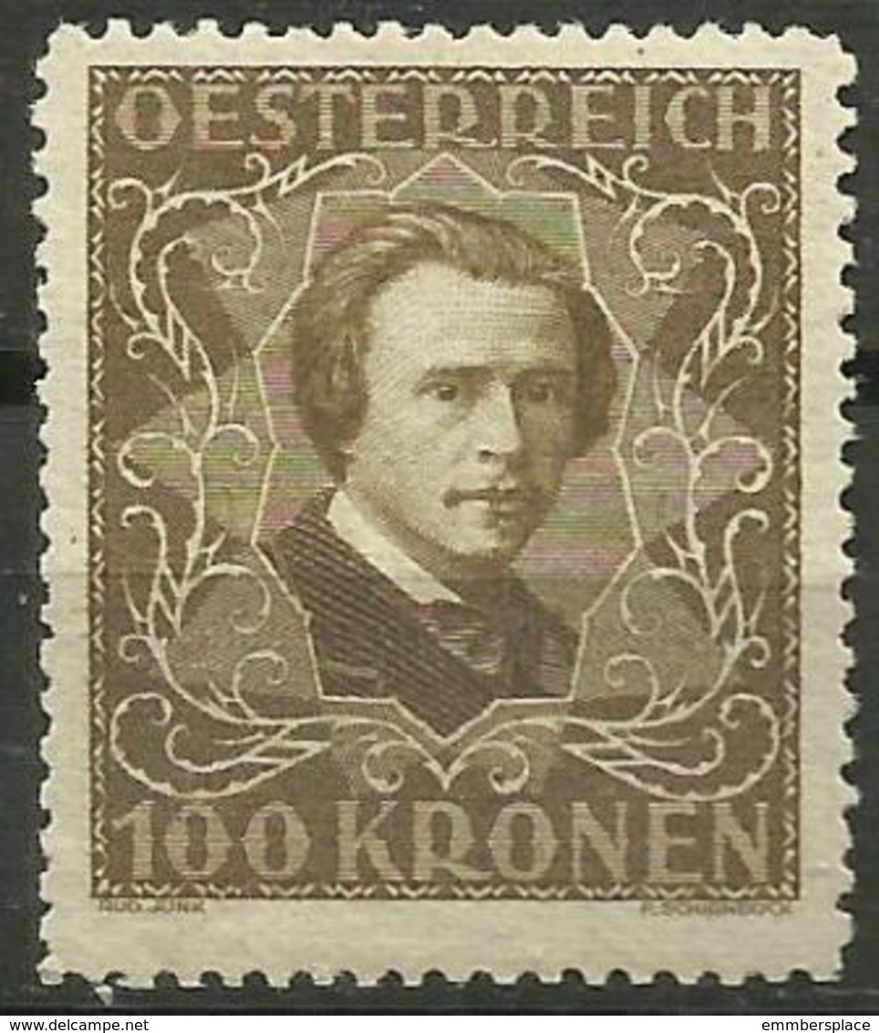 AUSTRIA - 1922 Wolf (Musicians Fund) 100k MNH **  SG 526 Sc B56 - Unused Stamps