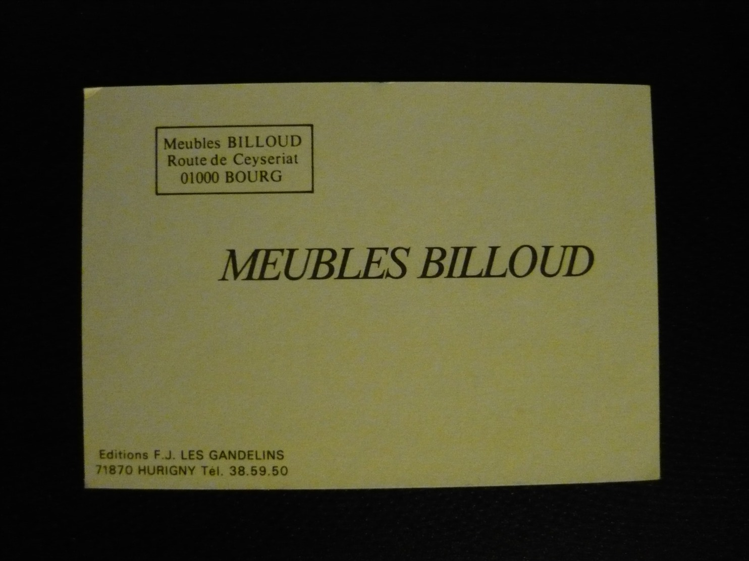 CDV Meubles BILLOUD à Bourg En Bresse 01 - Renault 4L Fourgonnette - Cartes De Visite