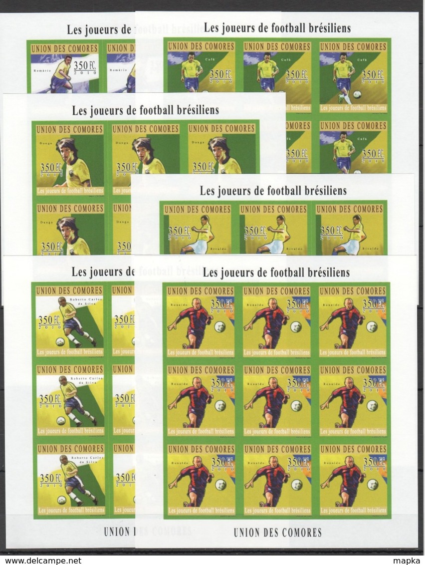 ZZ259 !!! IMPERFORATE 2010 UNION DES COMORES FOOTBALL BRAZIL STARS RONALDO 9SET MNH - Sonstige & Ohne Zuordnung