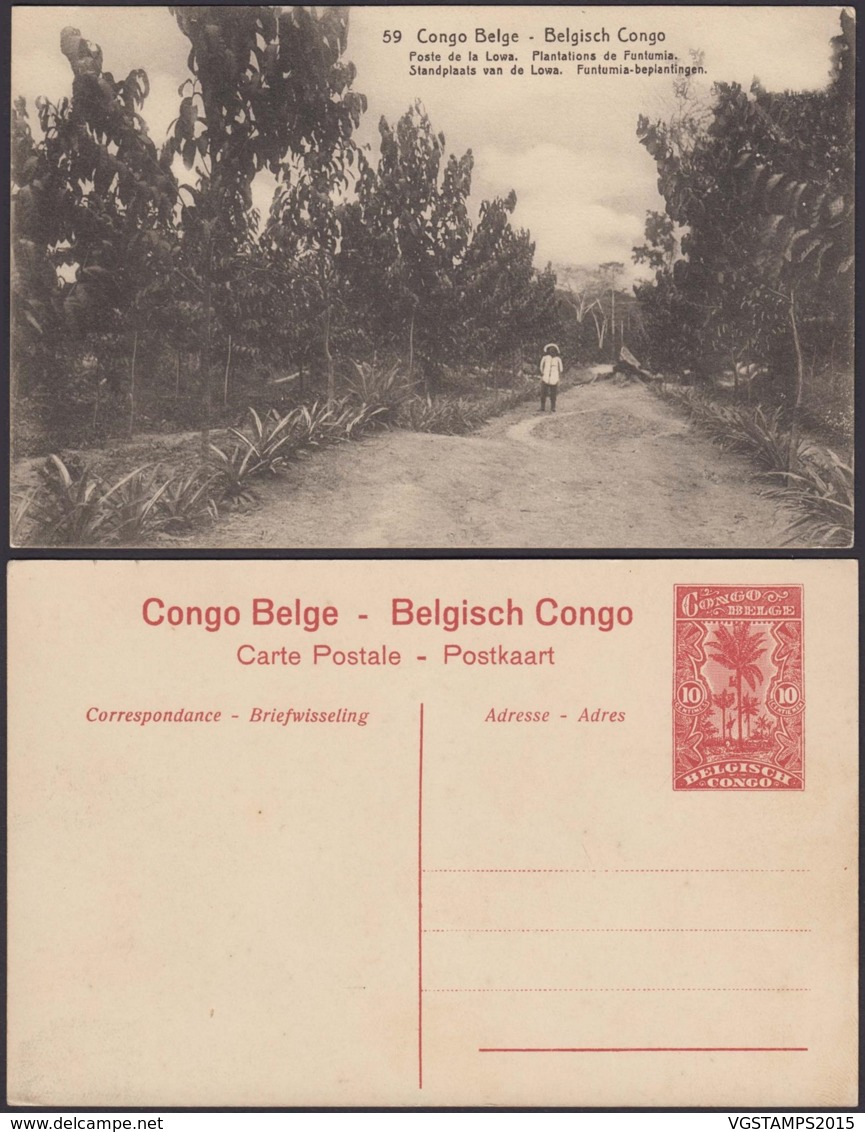CONGO EP VUE 10C ROUGE  "N°59 POSTE DE LA LOWA PLANTATIONS DE FUNTUMIA"  (BE) DC-4651 - Postwaardestukken