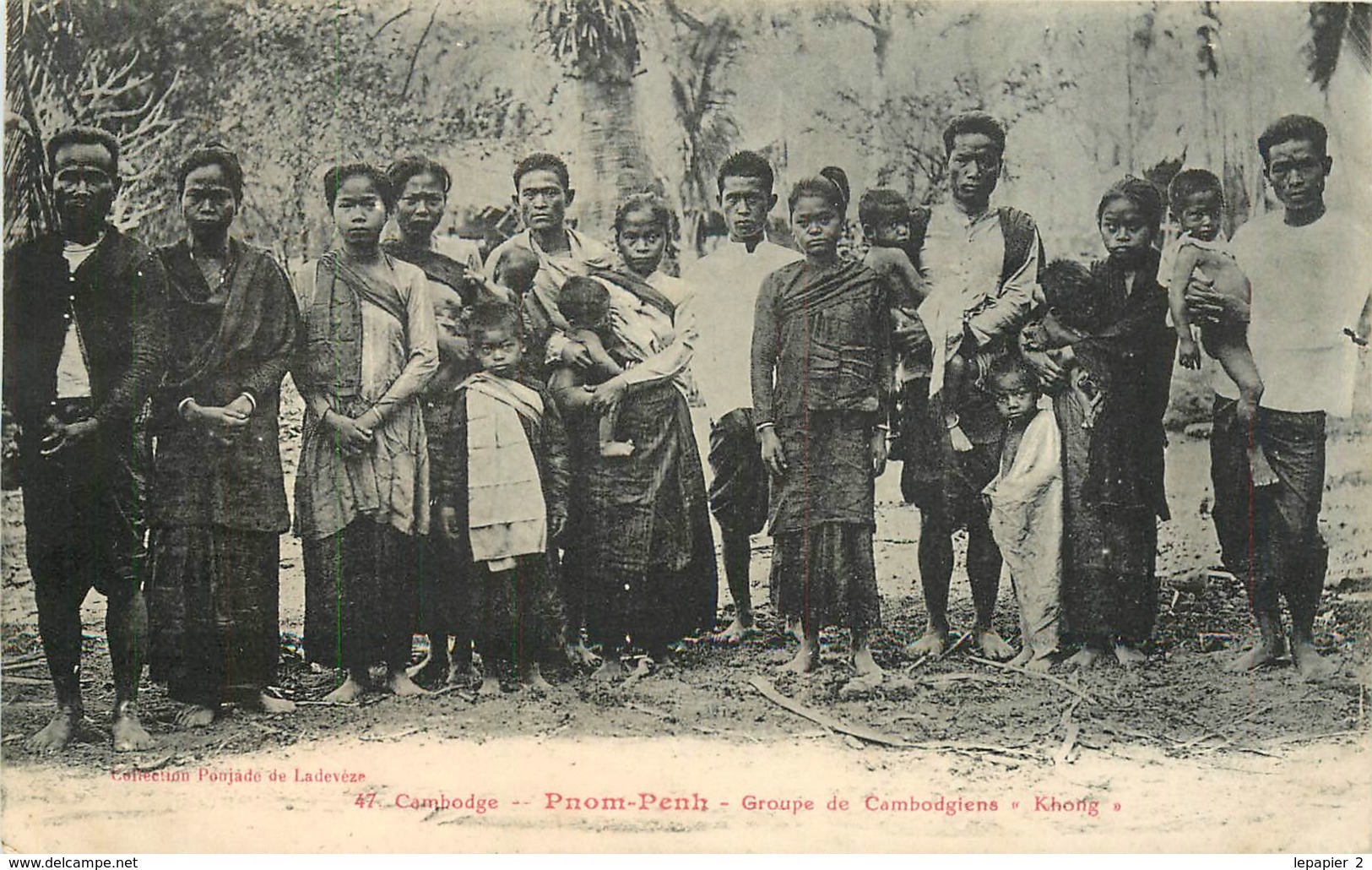 Cambodge PNOM-PENH Groupe De Cambodgiens " Khong " CPA Ed. Poujade De Ladevèze N°47 - Kambodscha