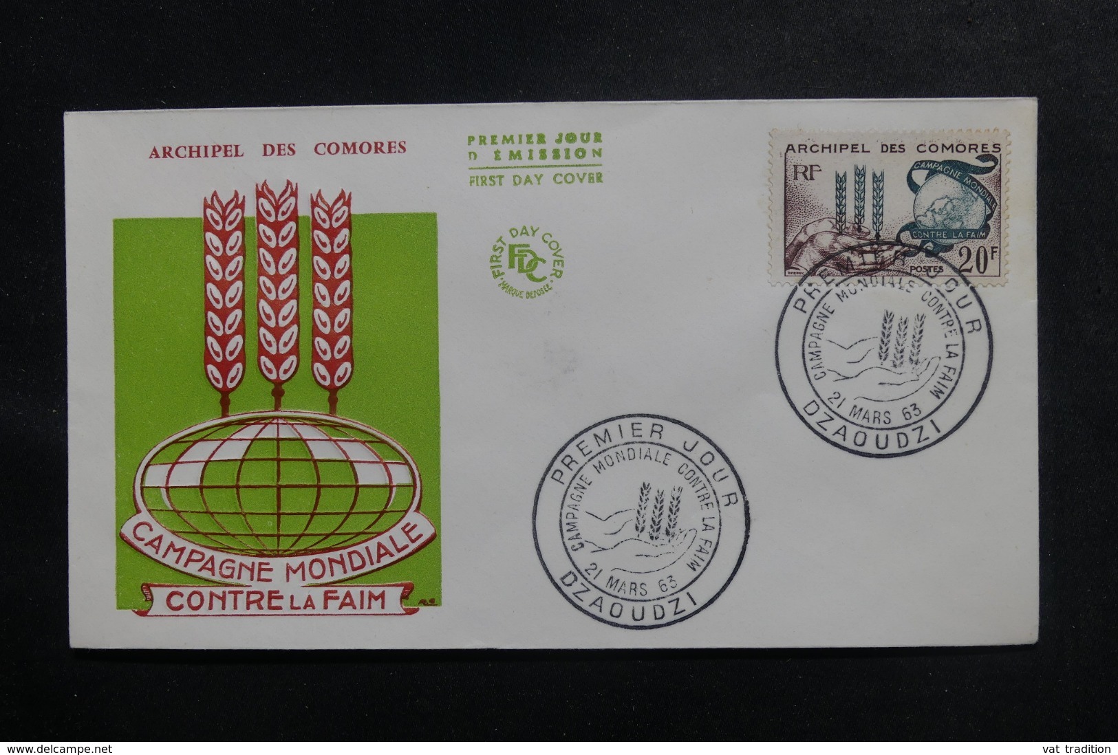 COMORES - Enveloppe FDC  En 1963 - Campagne Contre La Faim - L 47100 - Cartas & Documentos