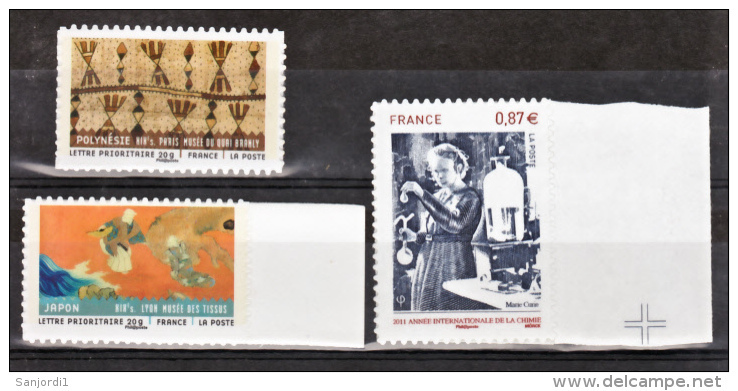 France  514a 520a 524  2011 Tissus Et Marie Curie Neuf ** TB MNH Sin Charnela - Neufs