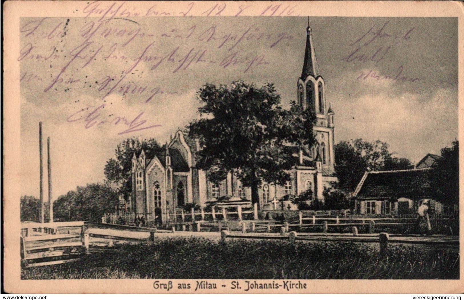 ! Ansichtskarte Gruß Aus Mitau, St. Johannis Kirche, Jelgava, 1916, Lettland - Lettonie