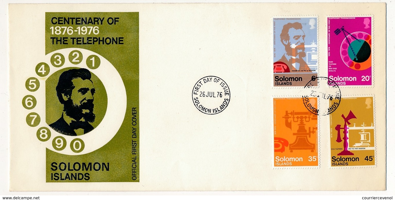 ILE SALOMON - Enveloppe FDC - Centenaire De La Première Liaison Téléphonique - G. BELL - 1976 - Isole Salomone (1978-...)