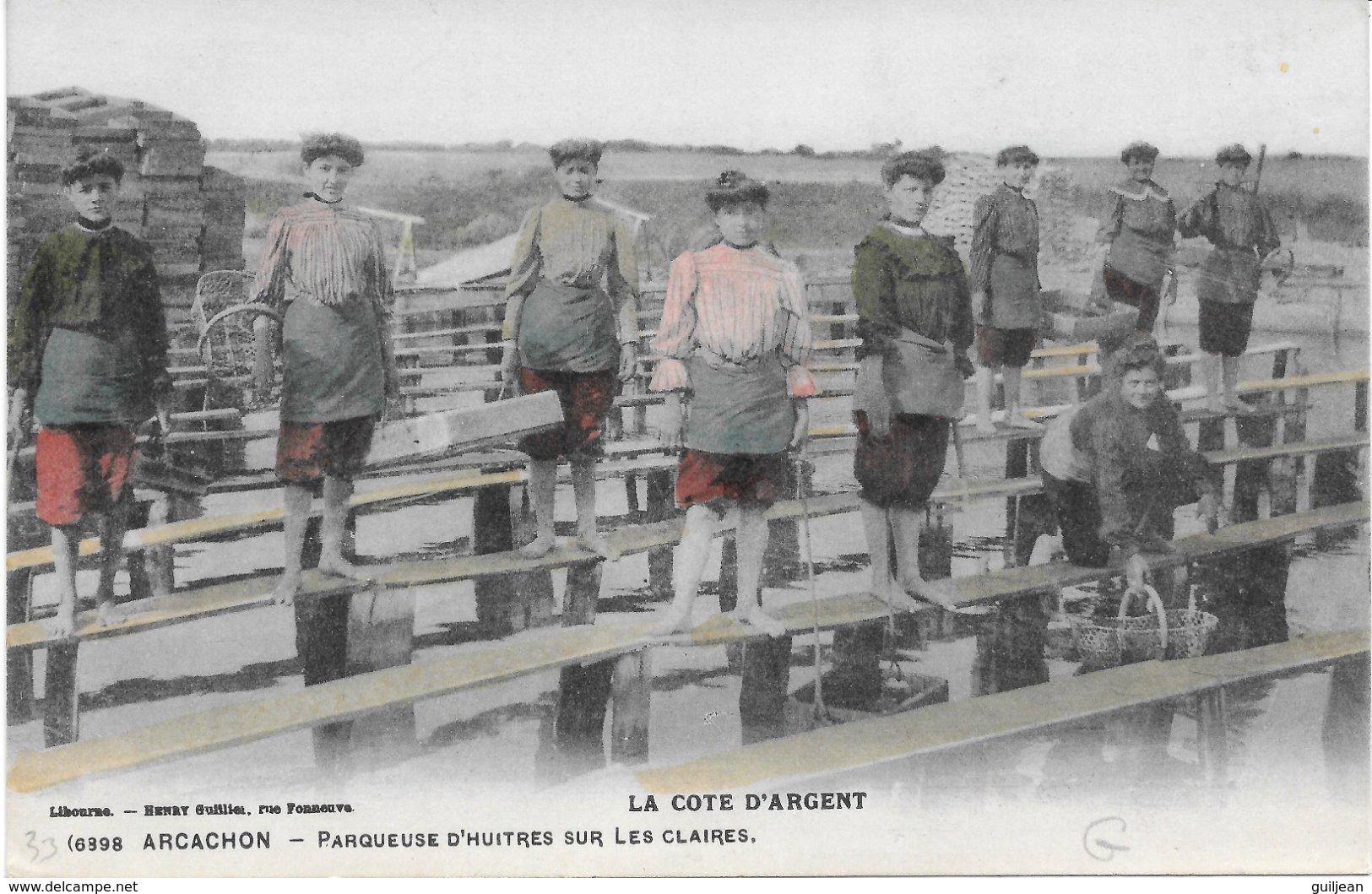 PÊCHE - OSTREICULTURE - 33 - ARCACHON N° 6398 - " Parqueuses D'Huitres Sur Les Claires " - Colorisée - Bon état - - Pêche