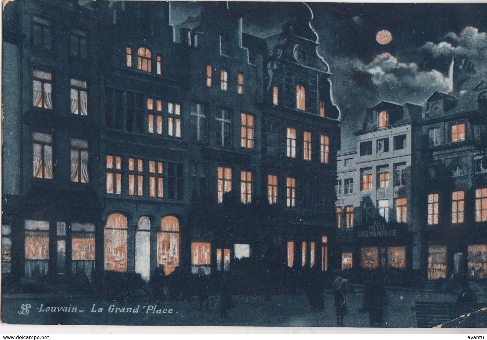 LEUVEN / GROTE MARKT BIJ NACHT  1906 - Leuven