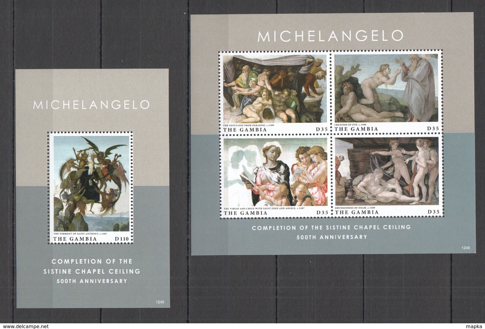 B964 2012 GAMBIA ART PAINTINGS MICHELANGELO #6700-3 MICHEL 18 EURO KB+BL MNH - Altri & Non Classificati