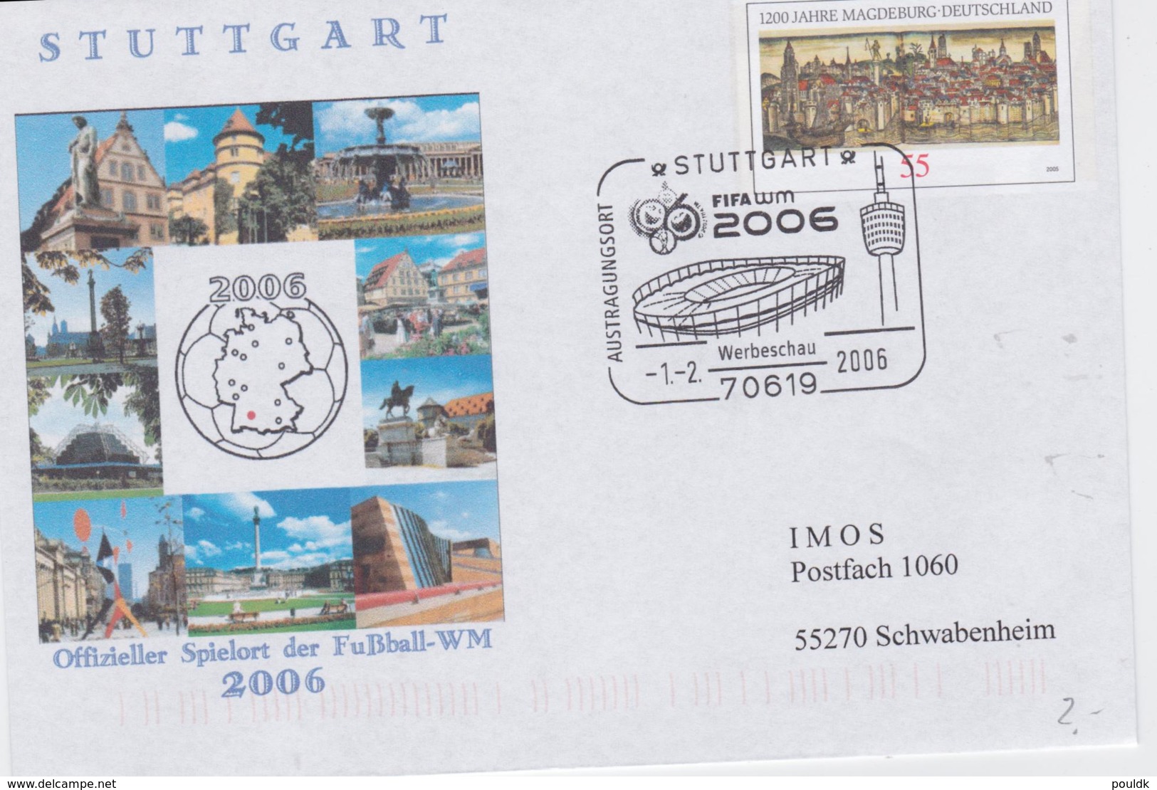 Germany Postal Stationary 1200 Jahre Magdeburg W/print 2006 FIFA World Cup Football In Germany - Used Stuttgart - 2006 – Duitsland