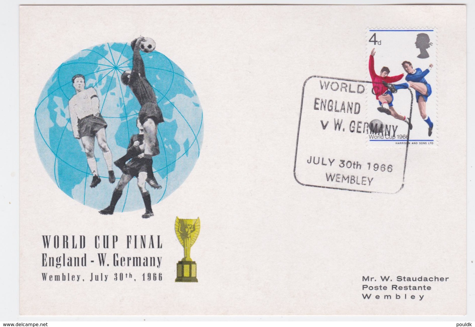 Great Britain Cover 1966 FIFA World Cup Football - Wembley England V W.Germany (G105-28) - 1966 – England