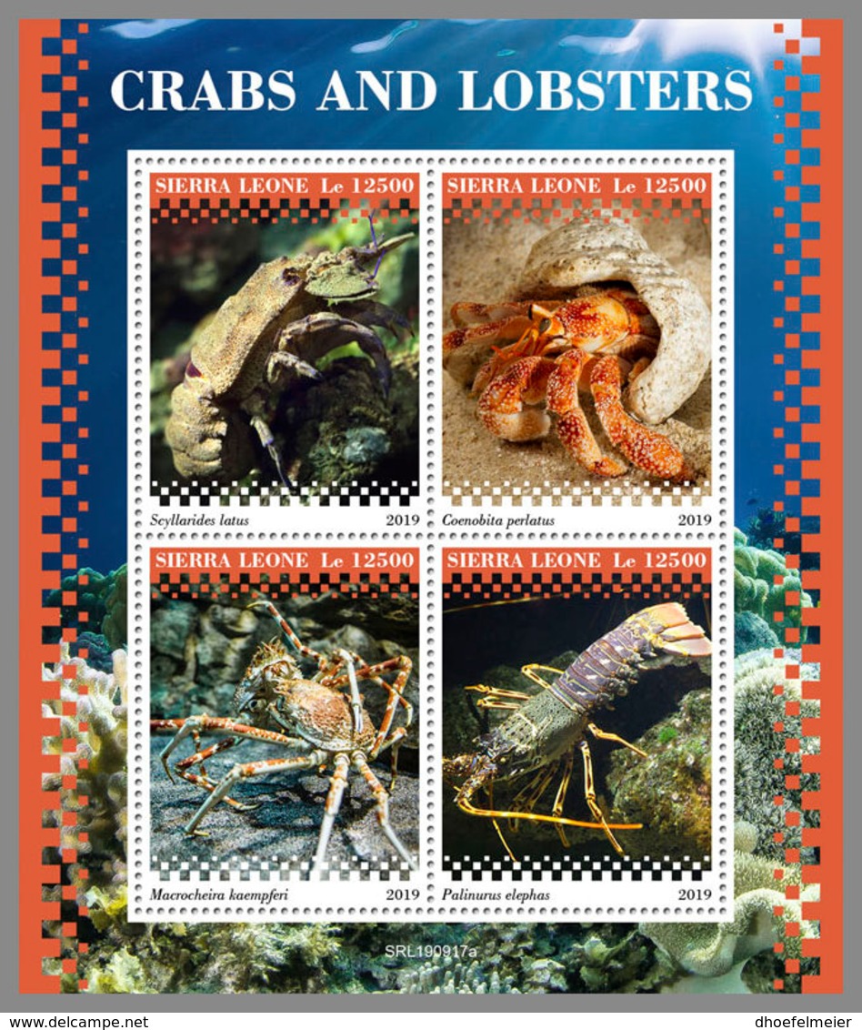 SIERRA LEONE 2019 MNH Crabs Lobsters Krabben Hummer Crabes Homards M/S - OFFICIAL ISSUE - DH1945 - Schalentiere