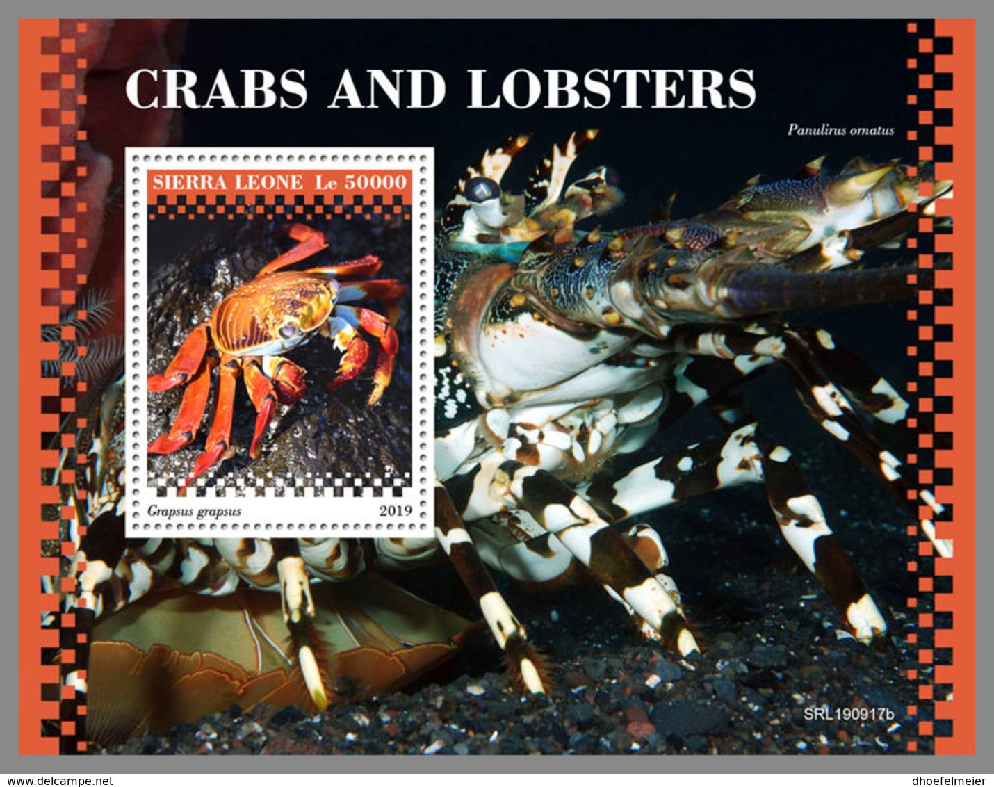 SIERRA LEONE 2019 MNH Crabs Lobsters Krabben Hummer Crabes Homards S/S - IMPERFORATED - DH1945 - Schalentiere