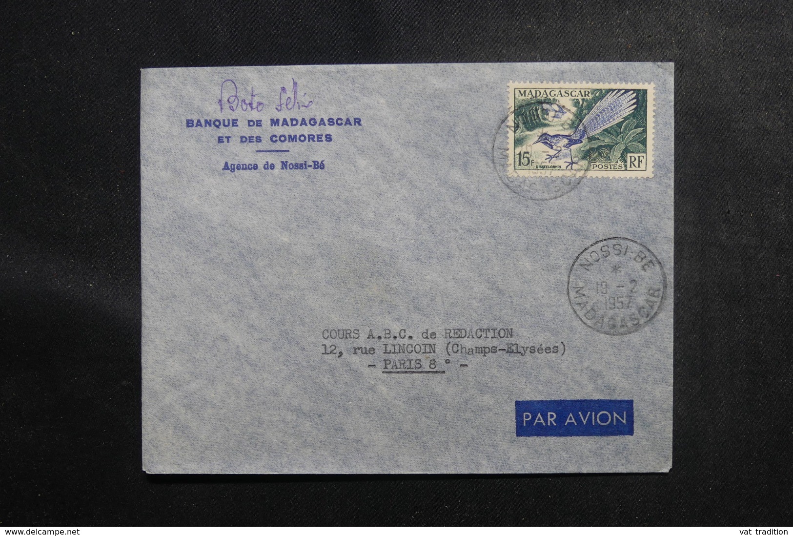 MADAGASCAR - Affranchissement Plaisant De Nossi Bé Sur Enveloppe Commerciale Pour La France En 1957 - L 47136 - Lettres & Documents