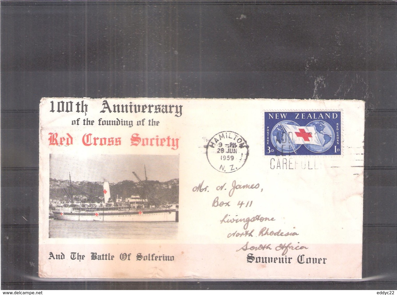 Souvenir Cover - New Zealand 1959 - 100th Anniversary Red Cross Society And The Battle Of Solferino (to See) - Croix-Rouge