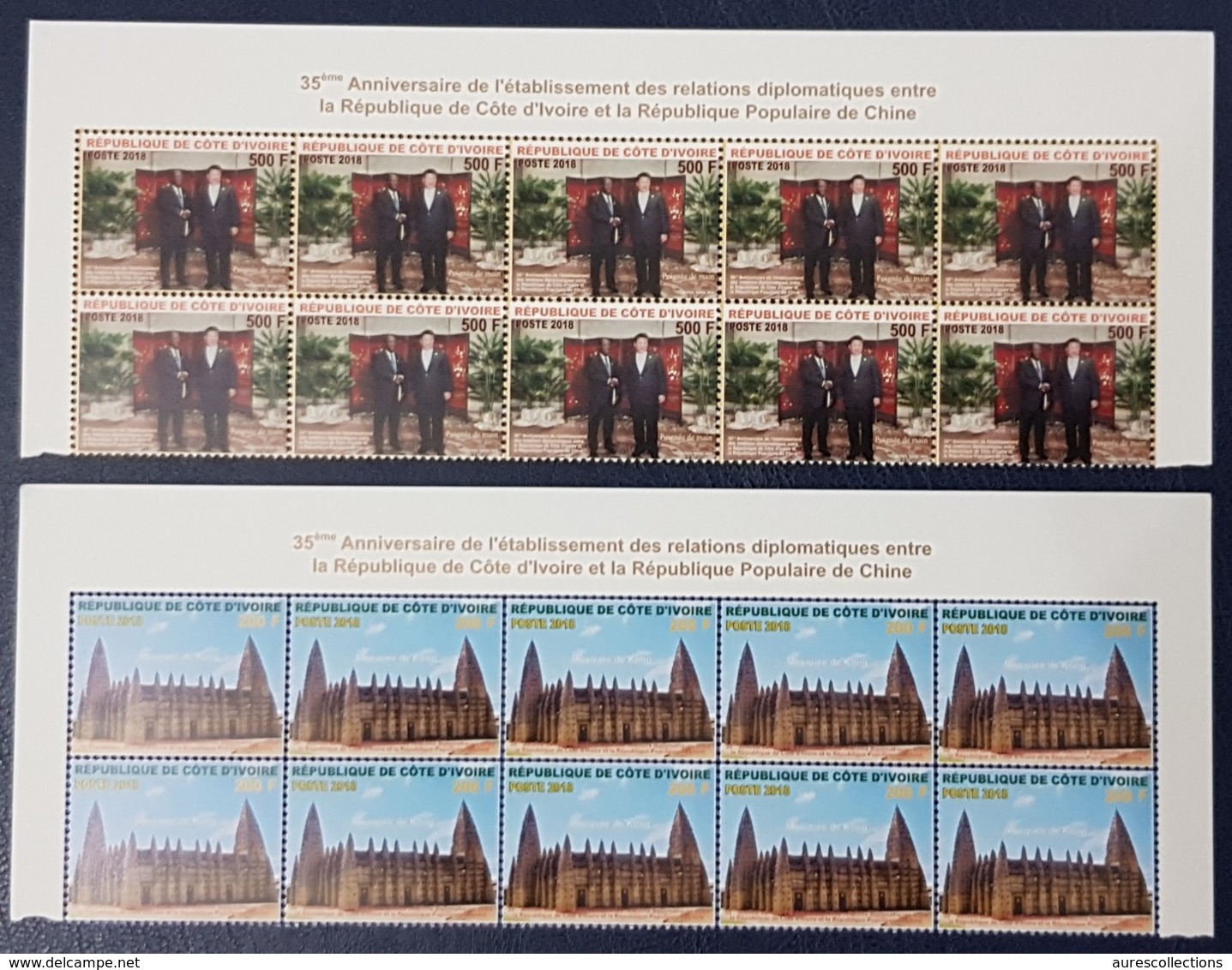 COTE D'IVOIRE IVORY COAST 2018 BLOCK OF 10 - ANNIV. DIPLOMATIC RELATION RELATIONS DIPLOMATIQUES CHINA CHINE - RARE - MNH - Ivory Coast (1960-...)