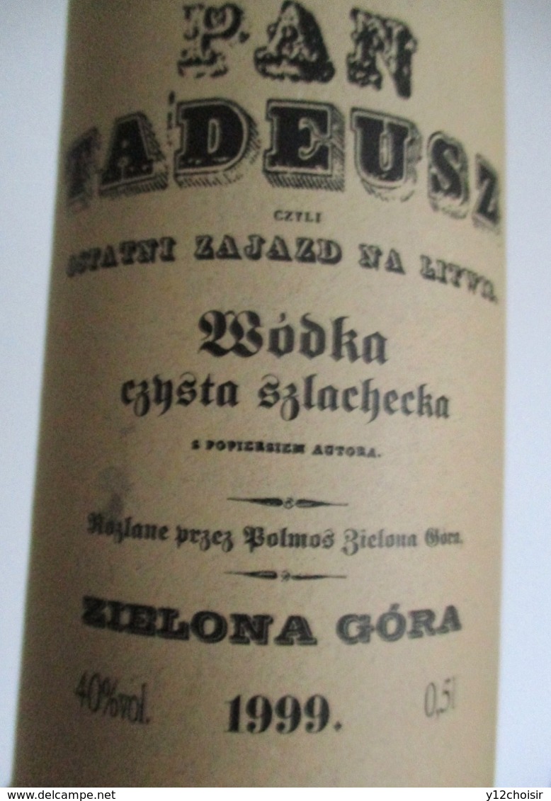 BOUTEILLE VODKA WODKA PAN TADEUSZ 1999 VIDE ET SON ETUI ZIELONA GORA POLOGNE POLAND - Altri & Non Classificati