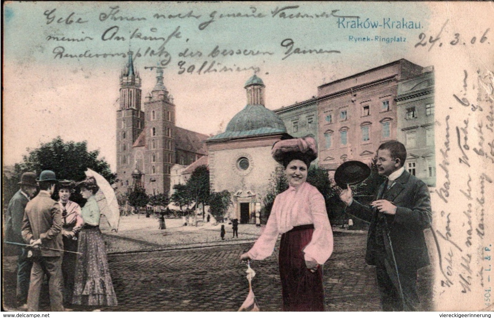 ! Alte Ansichtskarte, Krakau, Krakow, Ringplatz, 1906 - Polonia