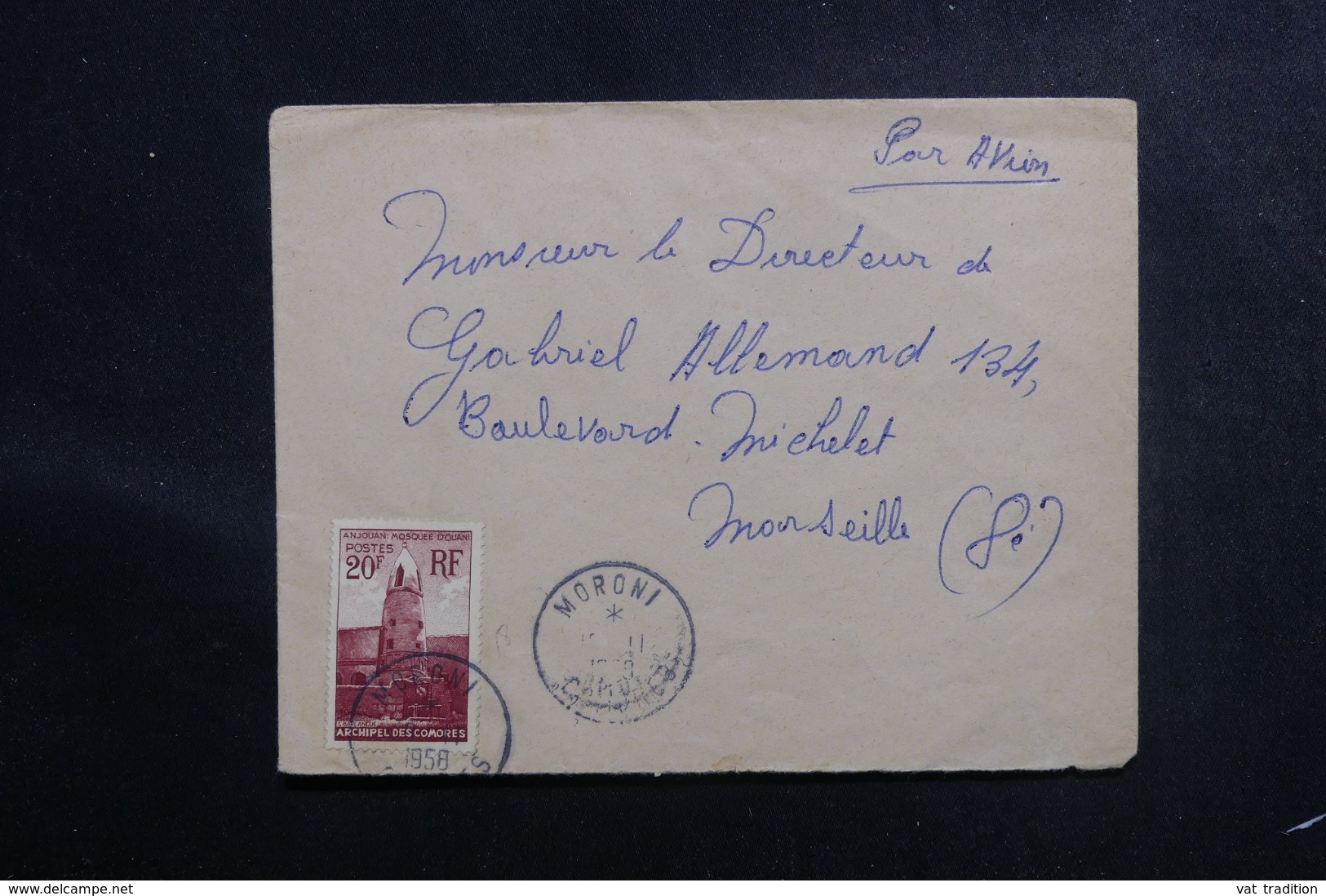 COMORES - Enveloppe De Moroni Pour La France En 1958, Affranchissement Plaisant - L 47176 - Lettres & Documents