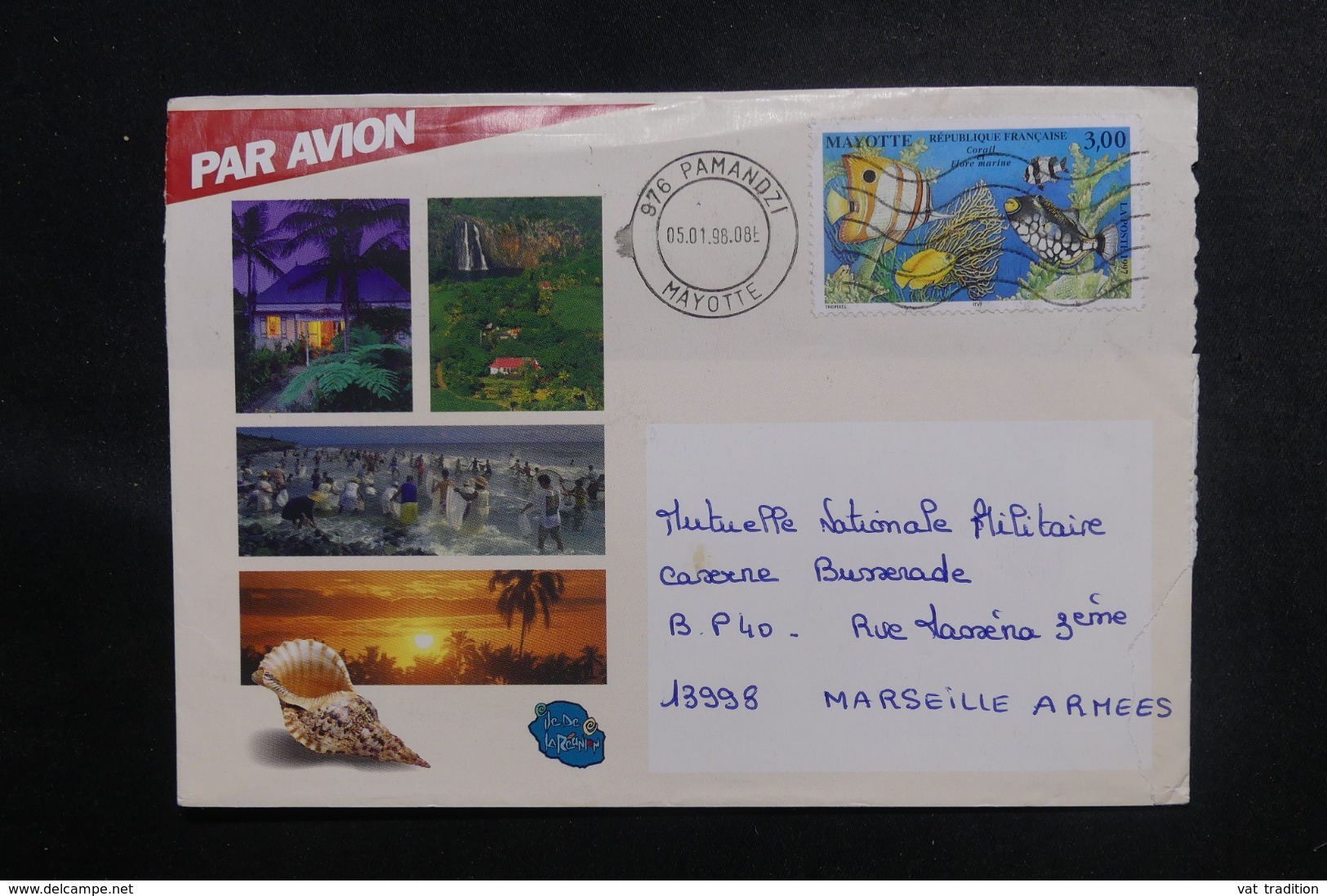 MAYOTTE - Enveloppe De Pamandzi Pour Marseille En 1998 , Affranchissement Plaisant - L 47182 - Cartas & Documentos