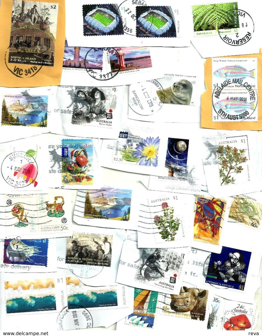 AUSTRALIA LOT5 MIXTURE OF50+USED STAMPS SOME 2018/19 INC.NEW NI"BOUNTY" $2,,"GARDEN"$1,ETC READ DESCRIPTION!! - Gebruikt