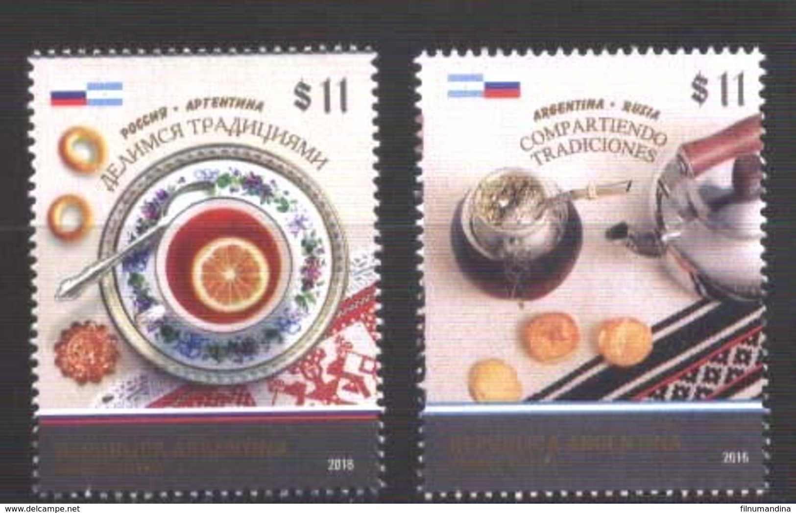 FF23-ARGENTINA ARGENTINE 2016 RUSSIA JOINT ISSUE DIPLOMATIC RELATIONS,FOODS ,TEA,MATE,NEUF,MNH - Neufs