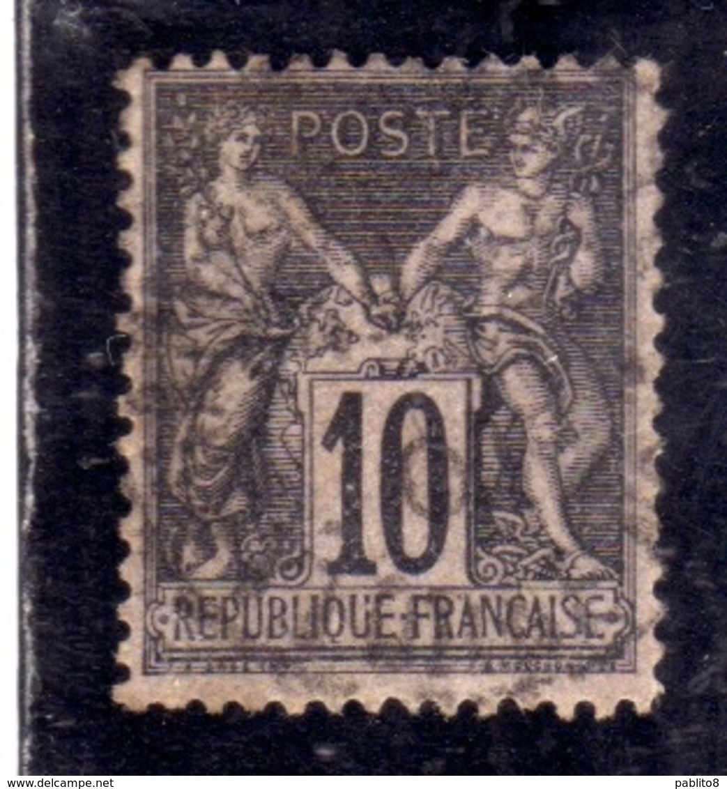 FRANCE FRANCIA 1877 1880 PAIX ET PEACE AND COMMERCE CENT. 10c OBLITERE' USED USATO - 1876-1898 Sage (Tipo II)