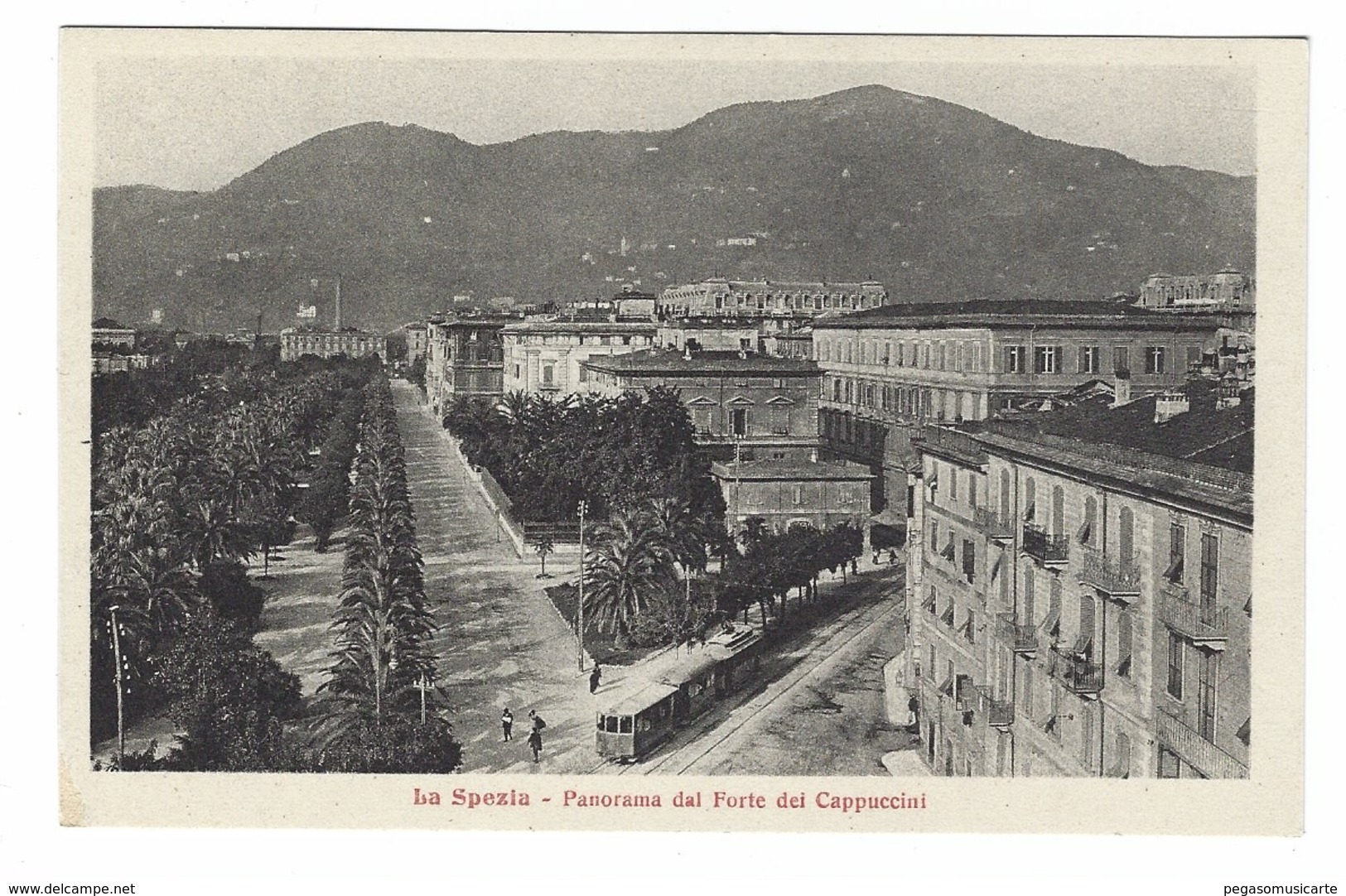 1178 - LA SPEZIA PANORAMA DAL FORTE DEI CAPPUCCINI ANIMATA TRAM  1940 CIRCA - La Spezia