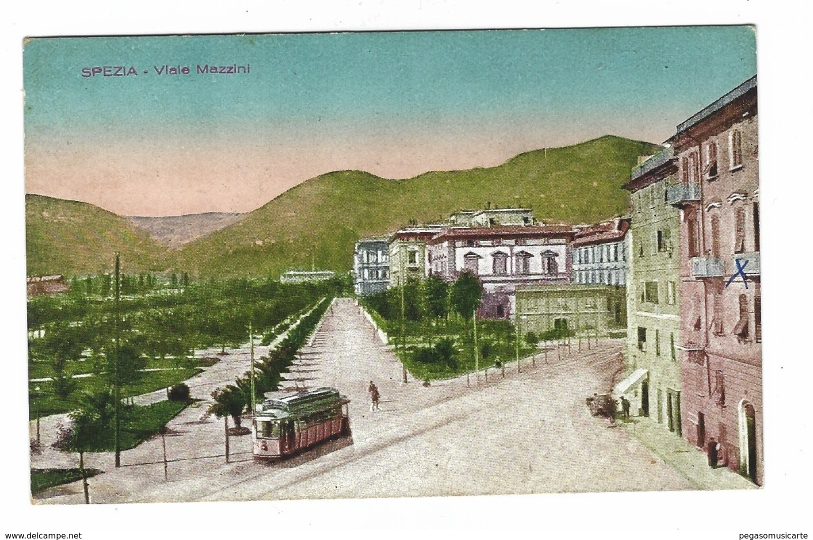 1179 - LA SPEZIA VIALE MAZZINI ANIMATA TRAM  1920 CIRCA - La Spezia