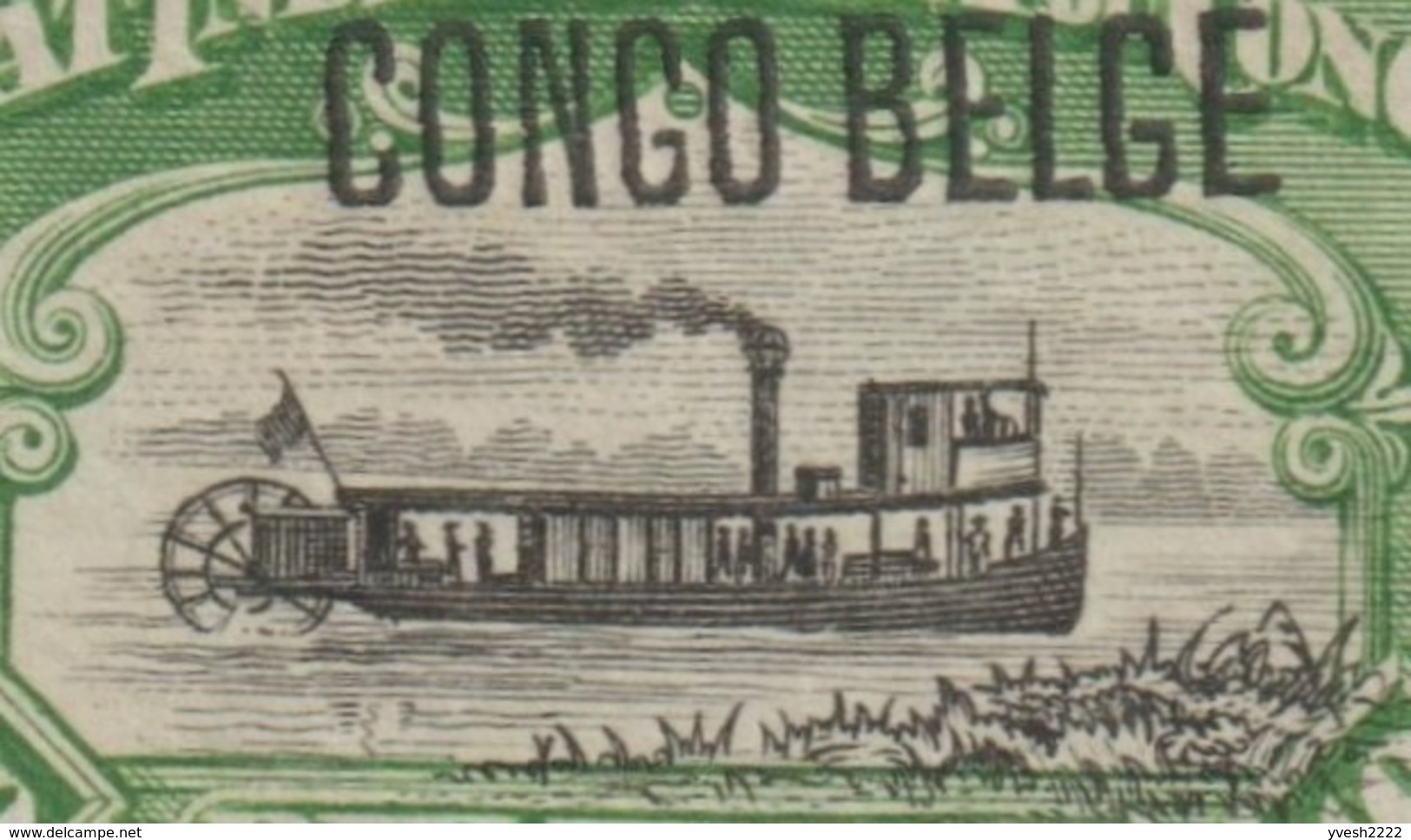 Congo Belge 1909 COB 49 (dentelé 12). Bloc De 6, Inscriptions Et Filigrane En Marge. Bateau à Roue Sur Fleuve Congo. SUP - Neufs