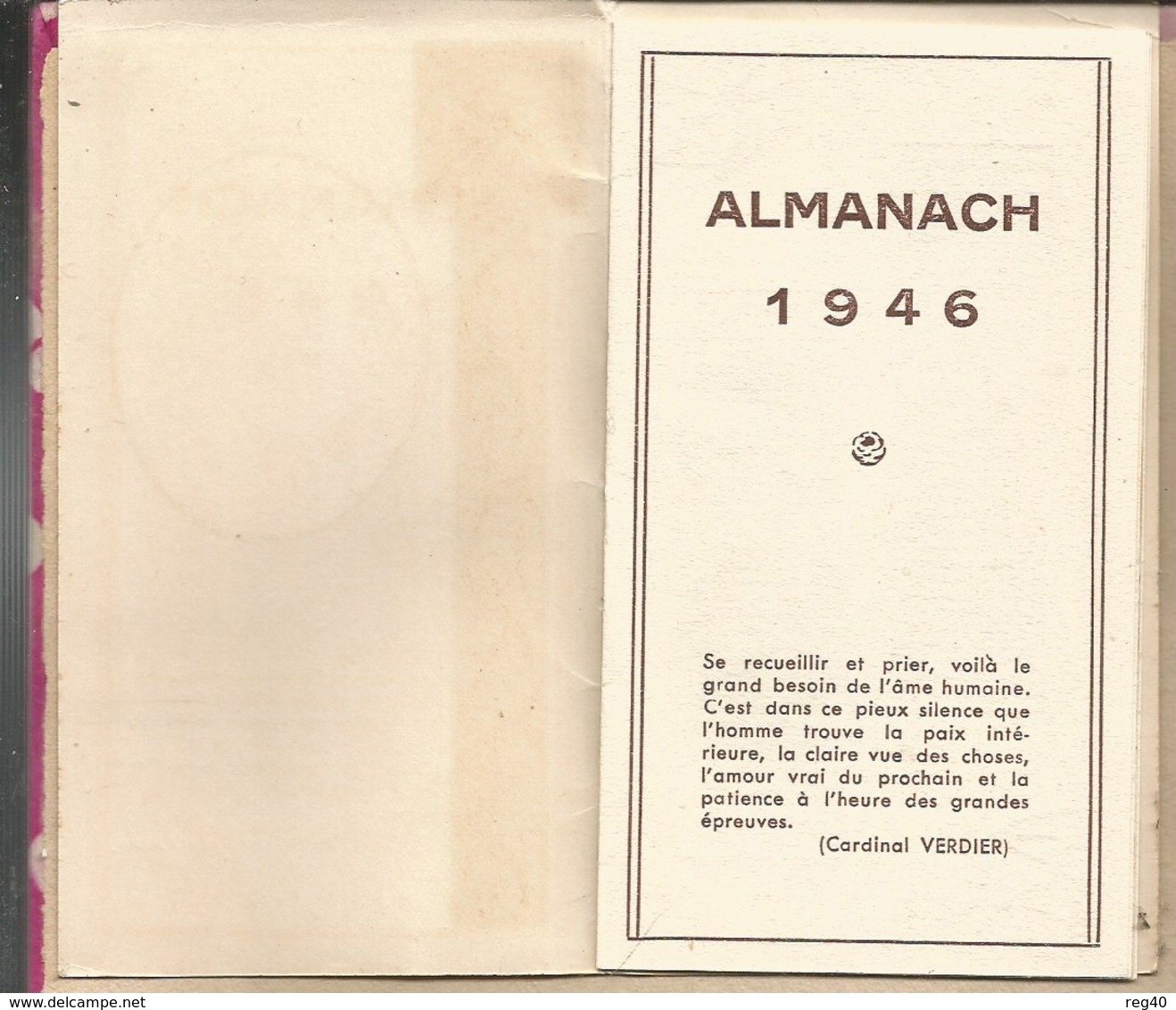 ALMANACH RELIGIEUX  1946 - Chromo - Zonder Classificatie