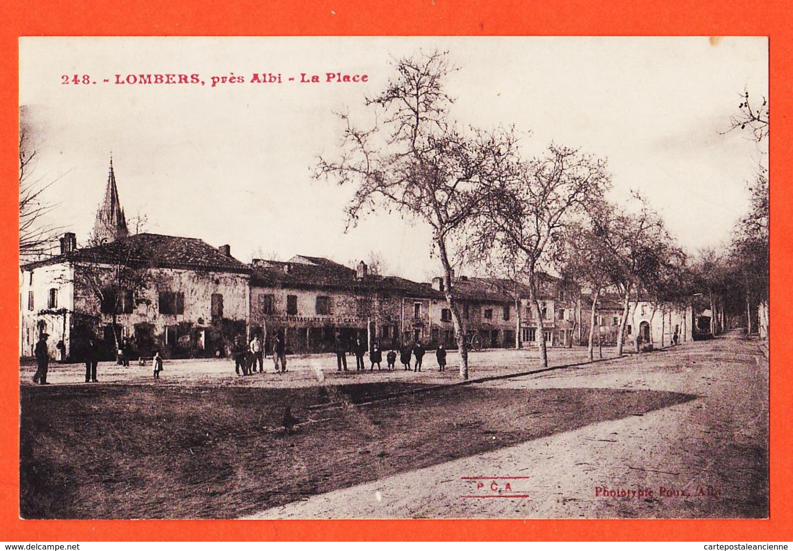 Nw009 Peu Commun LOMBERS Près ALBI 81-Tarn La Place Animation Villageoise 1910s P.C.A Phototypie POUX - Autres & Non Classés