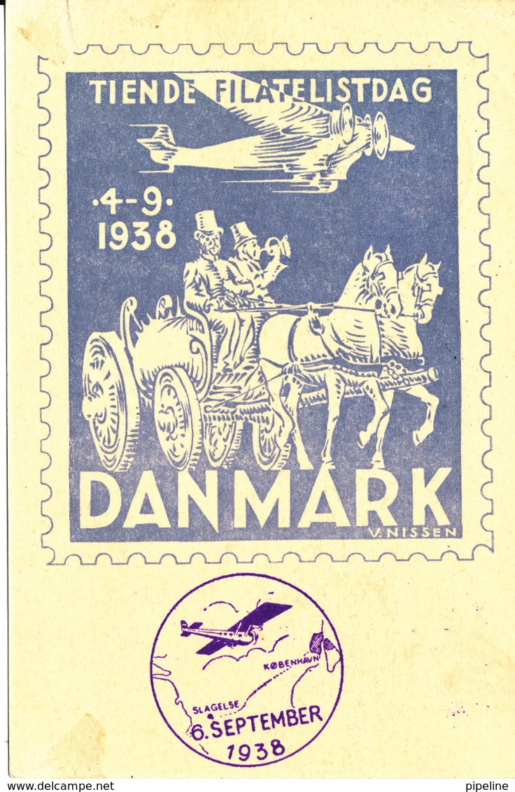 Denmark Letter Card With D.F.U. Stamp Exhibition Slagelse 4-9-1938 - Covers & Documents